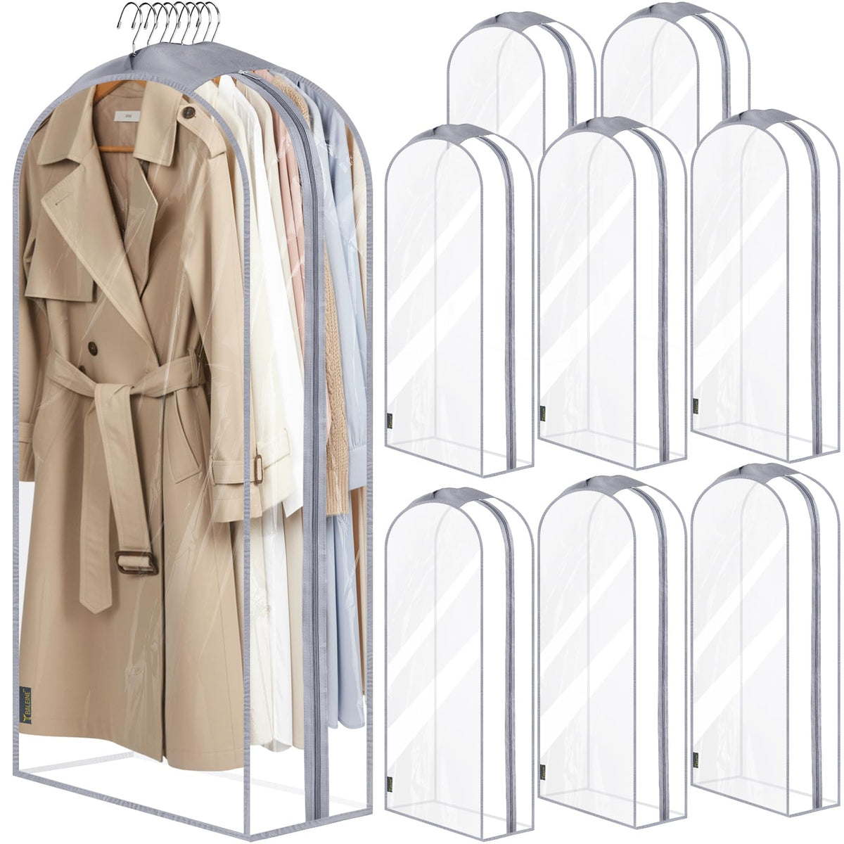 BALEINE 2PK Clear Garment Bags for Hanging Clothes, 40" Dress Suit Bag