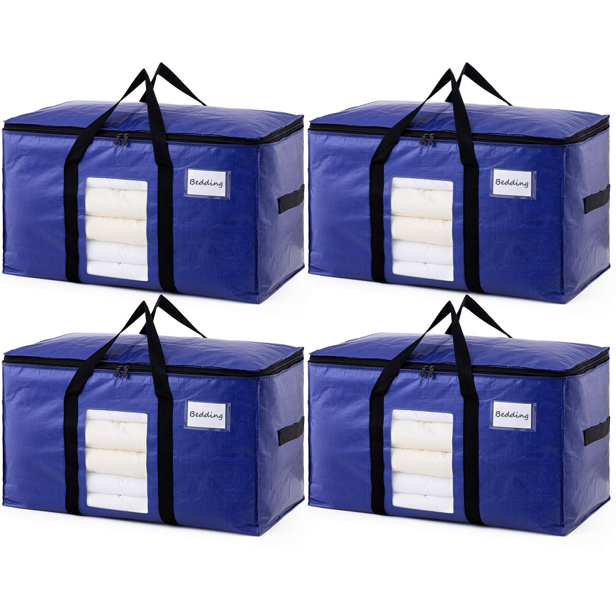 TAILI 4 Pack Blue Extra Large Moving Bags,Storage Bags with Visible Window