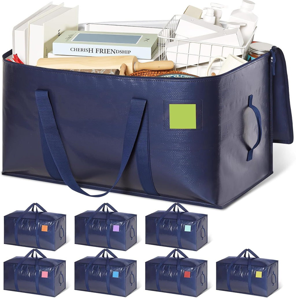 Heavy Duty Moving Bags with Wide‑opening, 8 Pack, 24 Gal, Blue