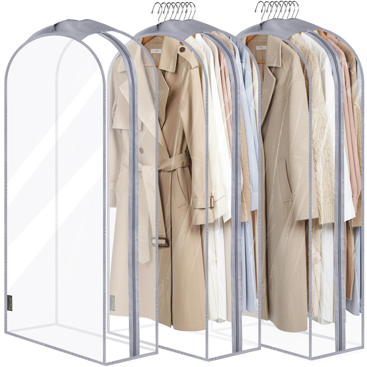 BALEINE 2PK Clear Garment Bags for Hanging Clothes, 40" Dress Suit Bag