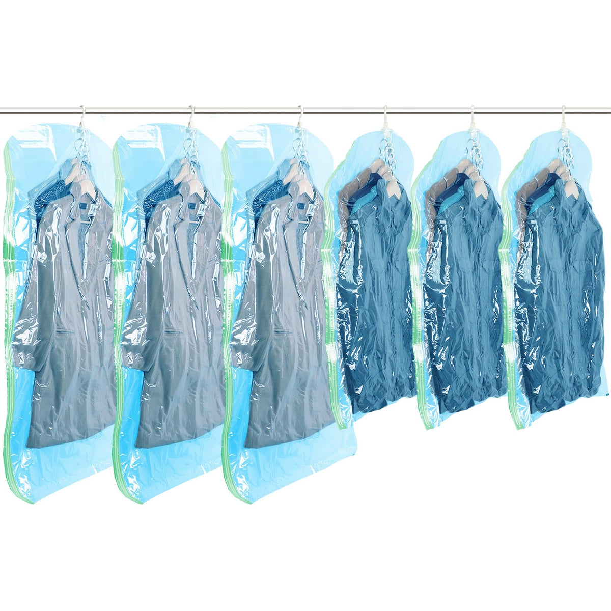 TAILI Hanging Vacuum Storage Bags for Clothes Space Saver 4 Combo Clear