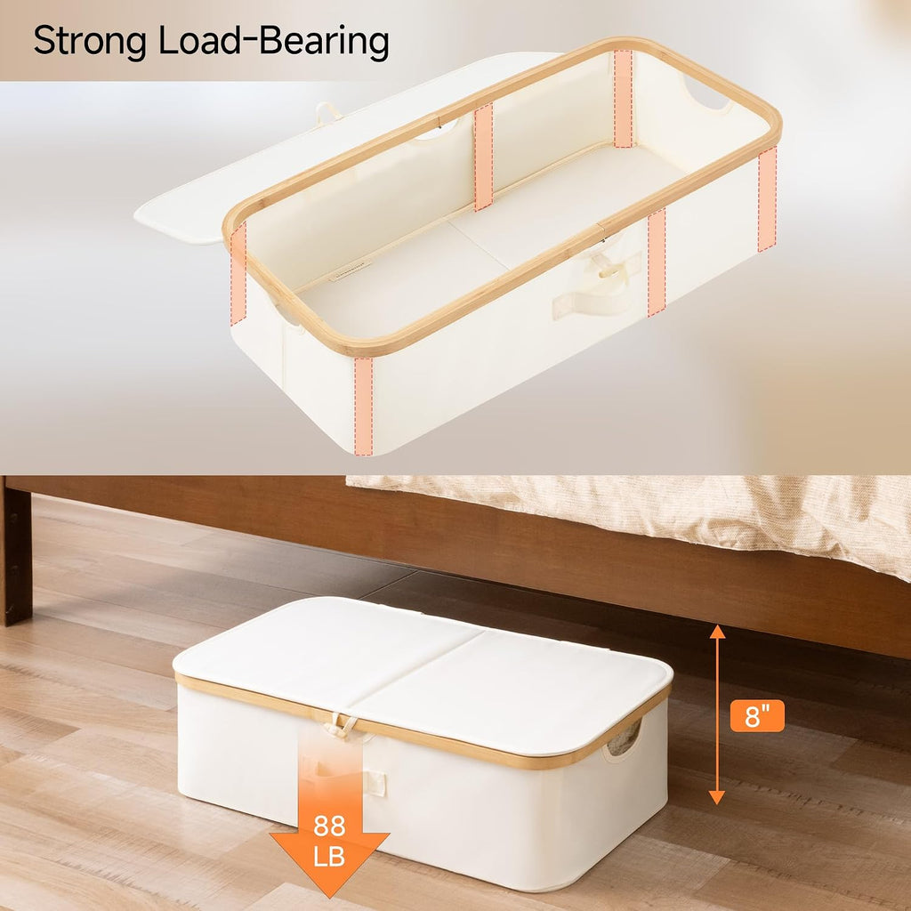 StorageWorks 7" Low Profile Underbed Storage Containers with Bamboo Frame