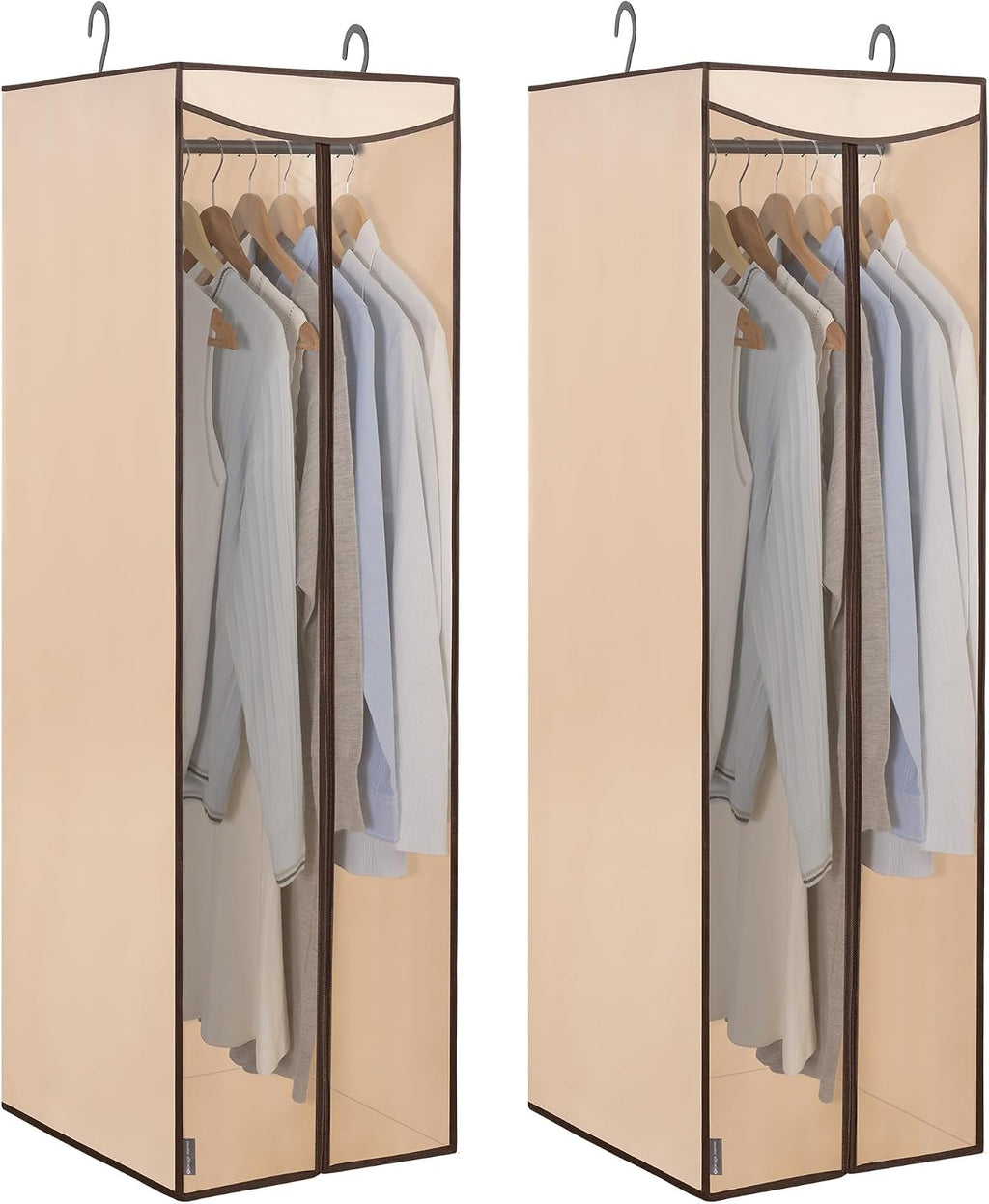 STORAGE MANIAC Garment Bags for Hanging Clothes, 57-Inch, Beige, 2-Pack