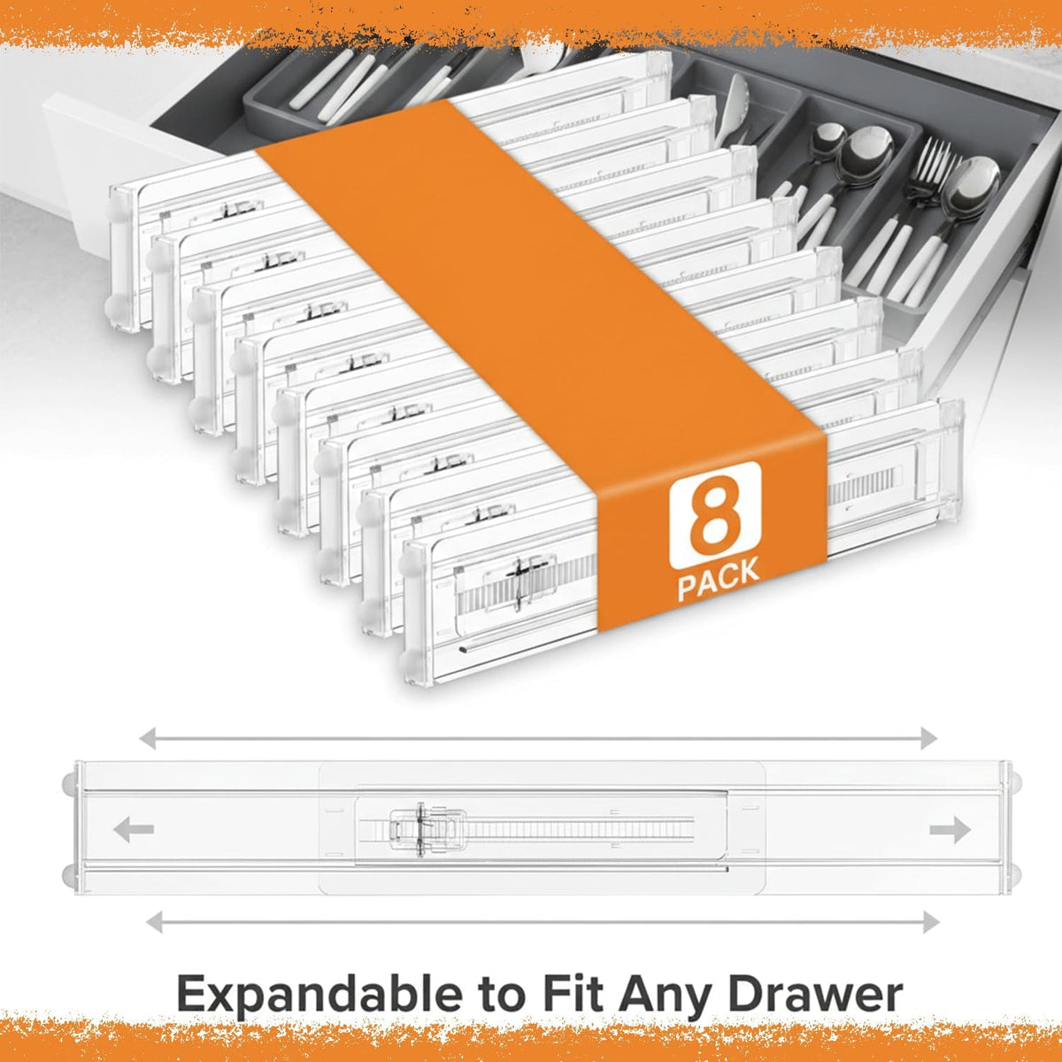 Acrylic Drawer Dividers – Adjustable 11–20.8 Inch Expandable Deep Dresser Drawer Dividers – Clear Plastic Drawer Separators for Baby Clothes, Underwear, Kitchen & Office Storage.