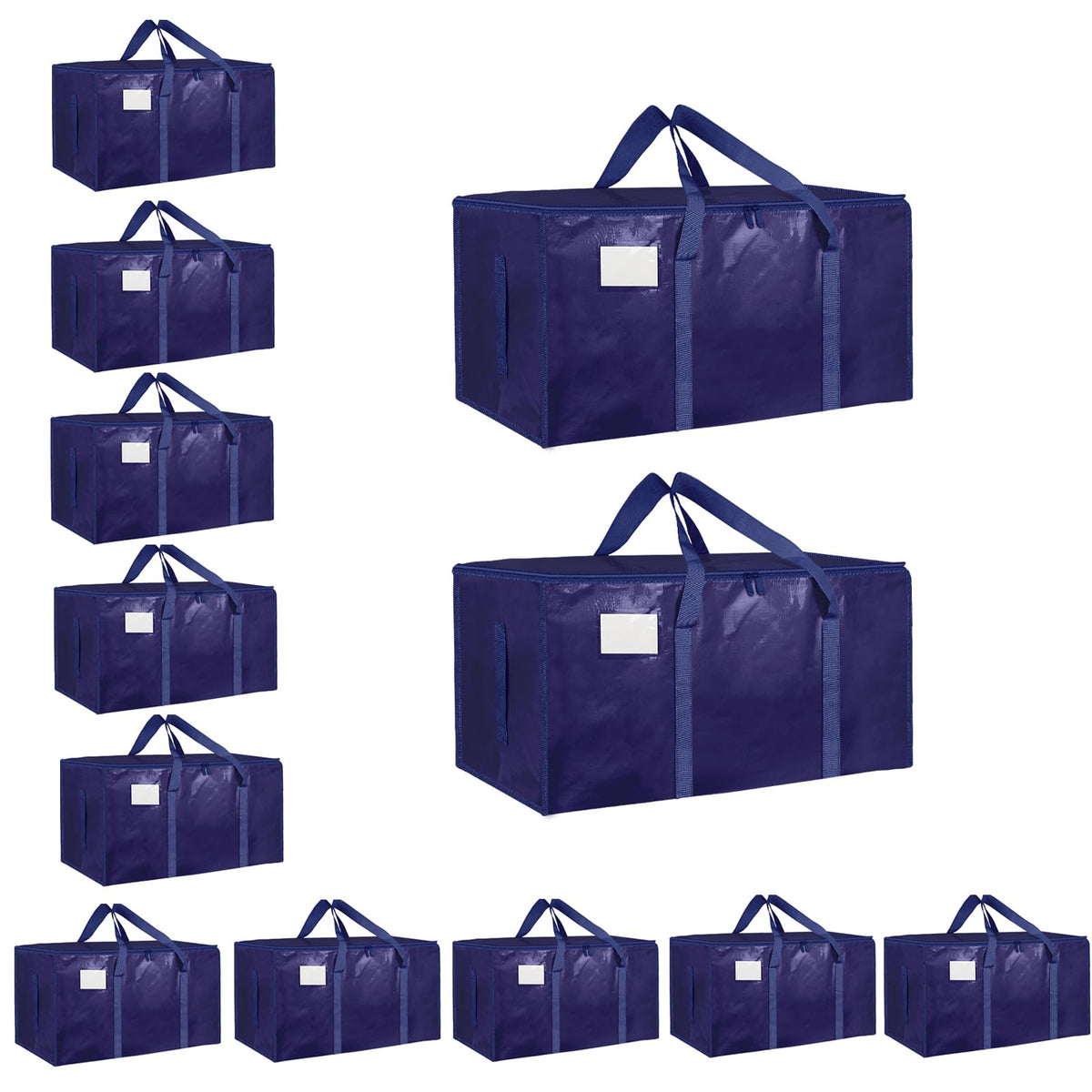 Moving Bags Extra Large 8 Pack - Heavy Duty Storage Totes with Wrap-Around Handles & Reinforced Zippers - Foldable Moving Box Alternative, Water-Resistant for Dorm, Closet & Under Bed Storage (Clear)