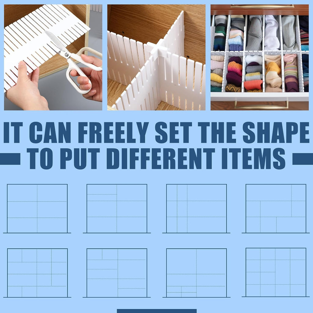 15 Pcs 5.12 Tall Drawer Divider Adjustable Drawer Organizer,White