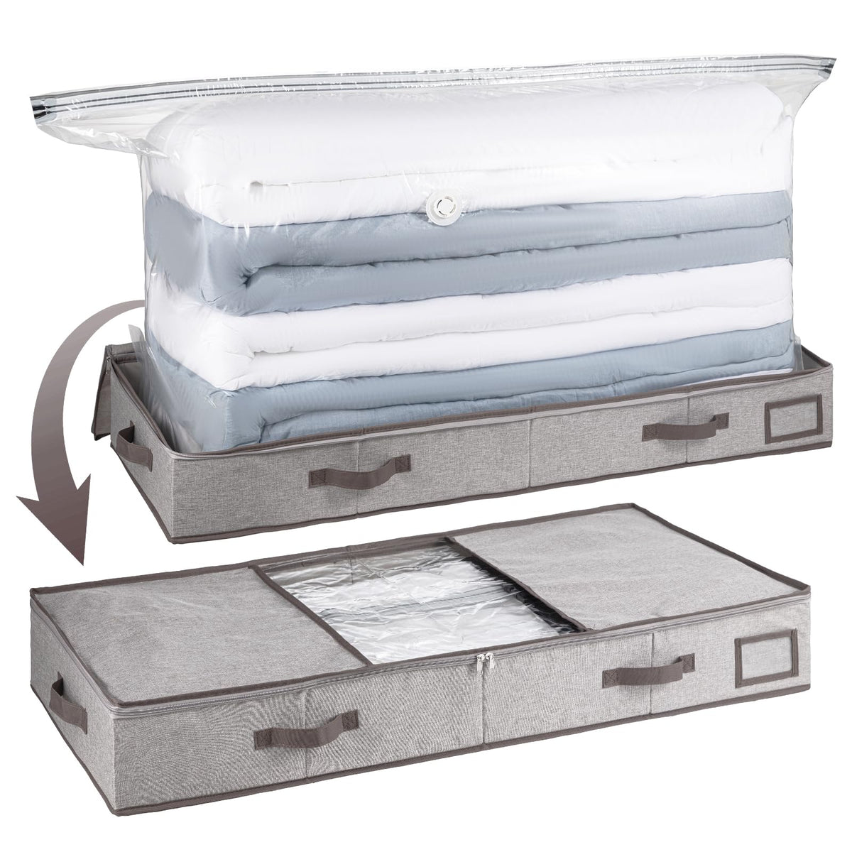 TAILI Under Bed Vacuum Storage Bags for Comforters and Blankets, Save 80% Space, Large Capacity Foldable Under Bed Storage Box for Quilts Pillow Blankets Linen, 41" x 17.7" x 6", Jumbo Vacuum Seal