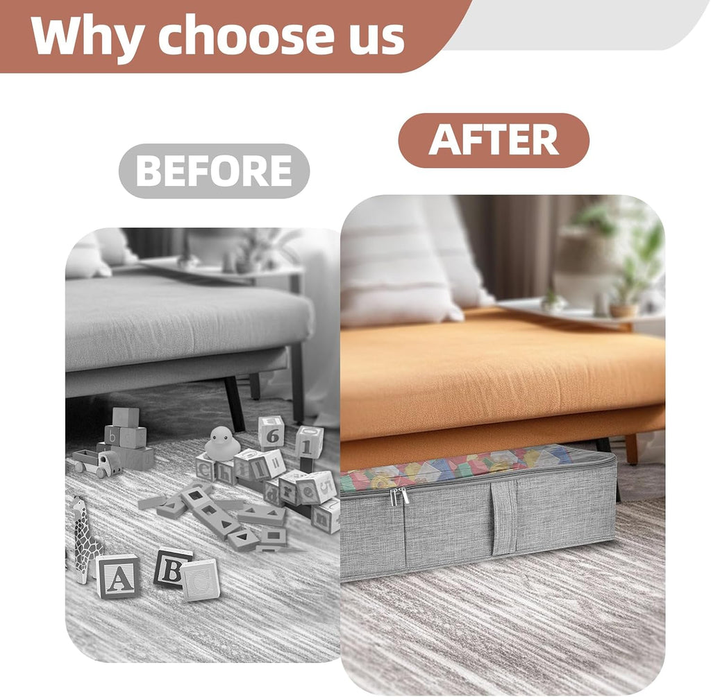 Underbed Storage Containers, 2-Pack Under Bed Toy Storage Boxes with Lids