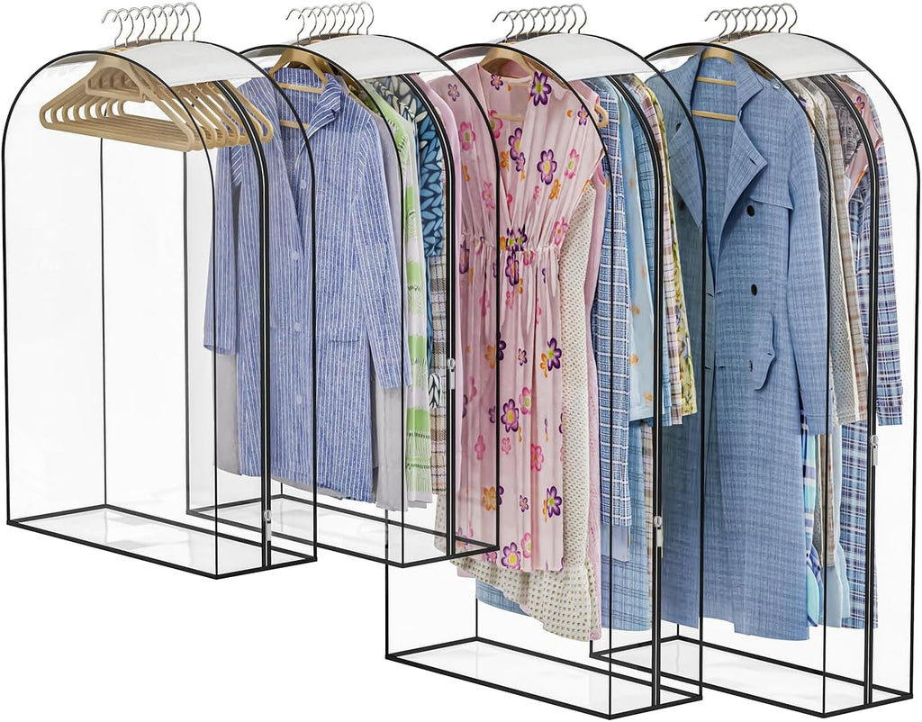 Clear Garment Bags for Hanging Clothes, 4-Pack, 2x40"+2x50"