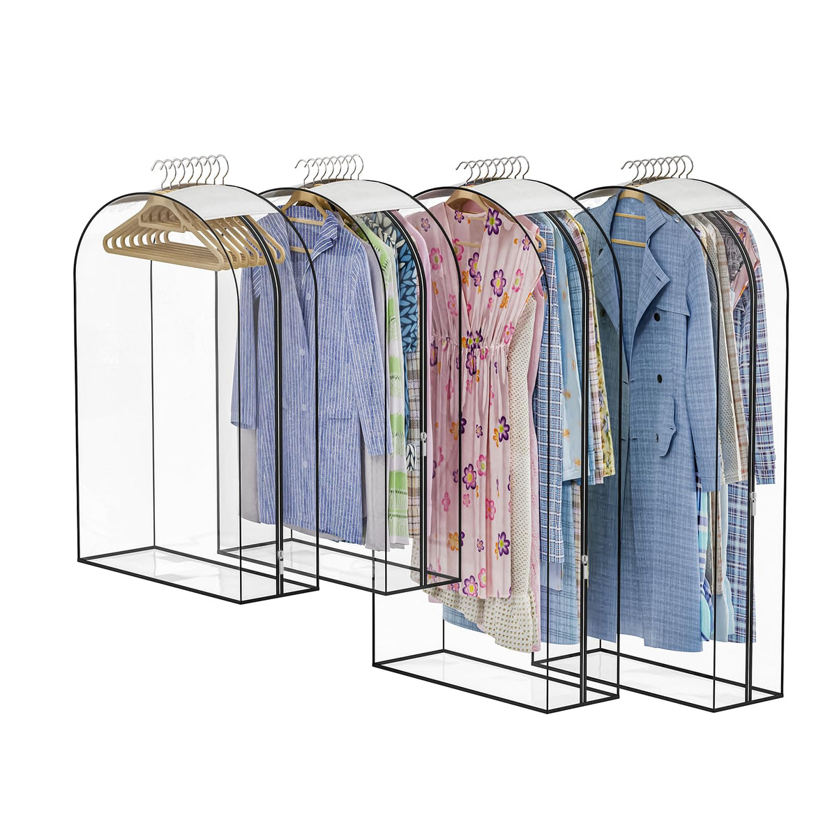 Clear Garment Bags for Hanging Clothes, 4-Pack, 2x40"+2x50"