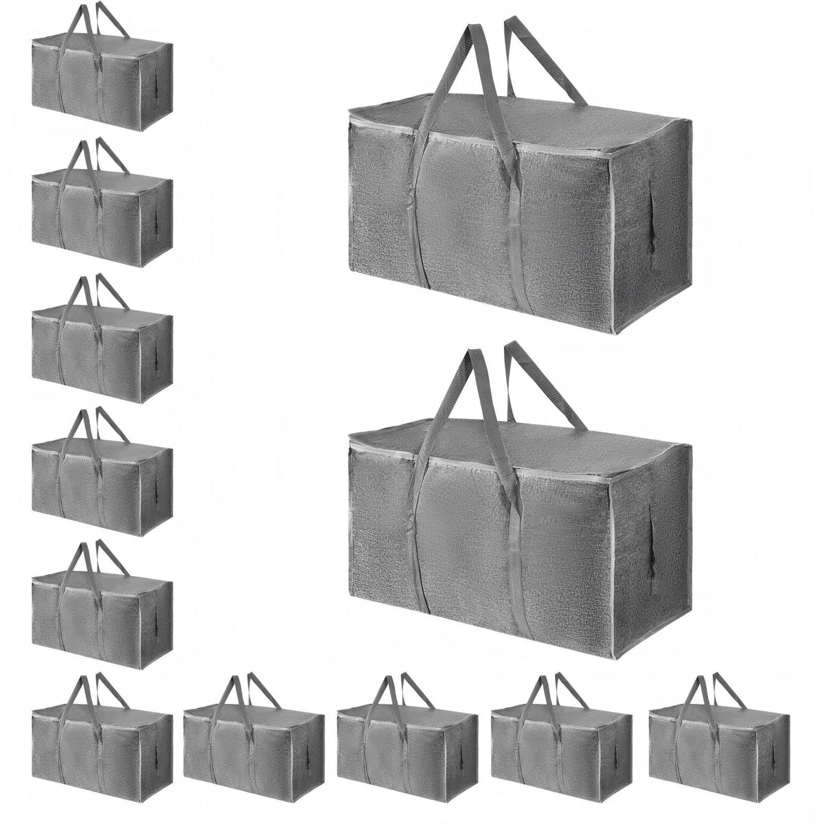Moving Bags Extra Large 8 Pack - Heavy Duty Storage Totes with Wrap-Around Handles & Reinforced Zippers - Foldable Moving Box Alternative, Water-Resistant for Dorm, Closet & Under Bed Storage (Clear)