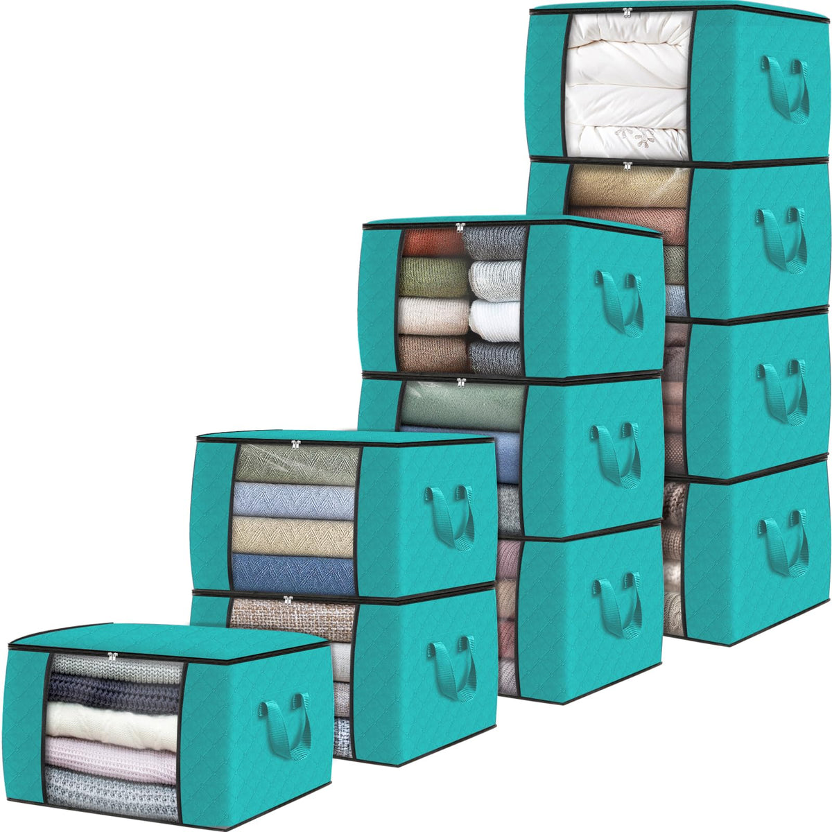 Fab totes 6 Pack Storage Bags for Clothes Blanket Storage Bins with Lids