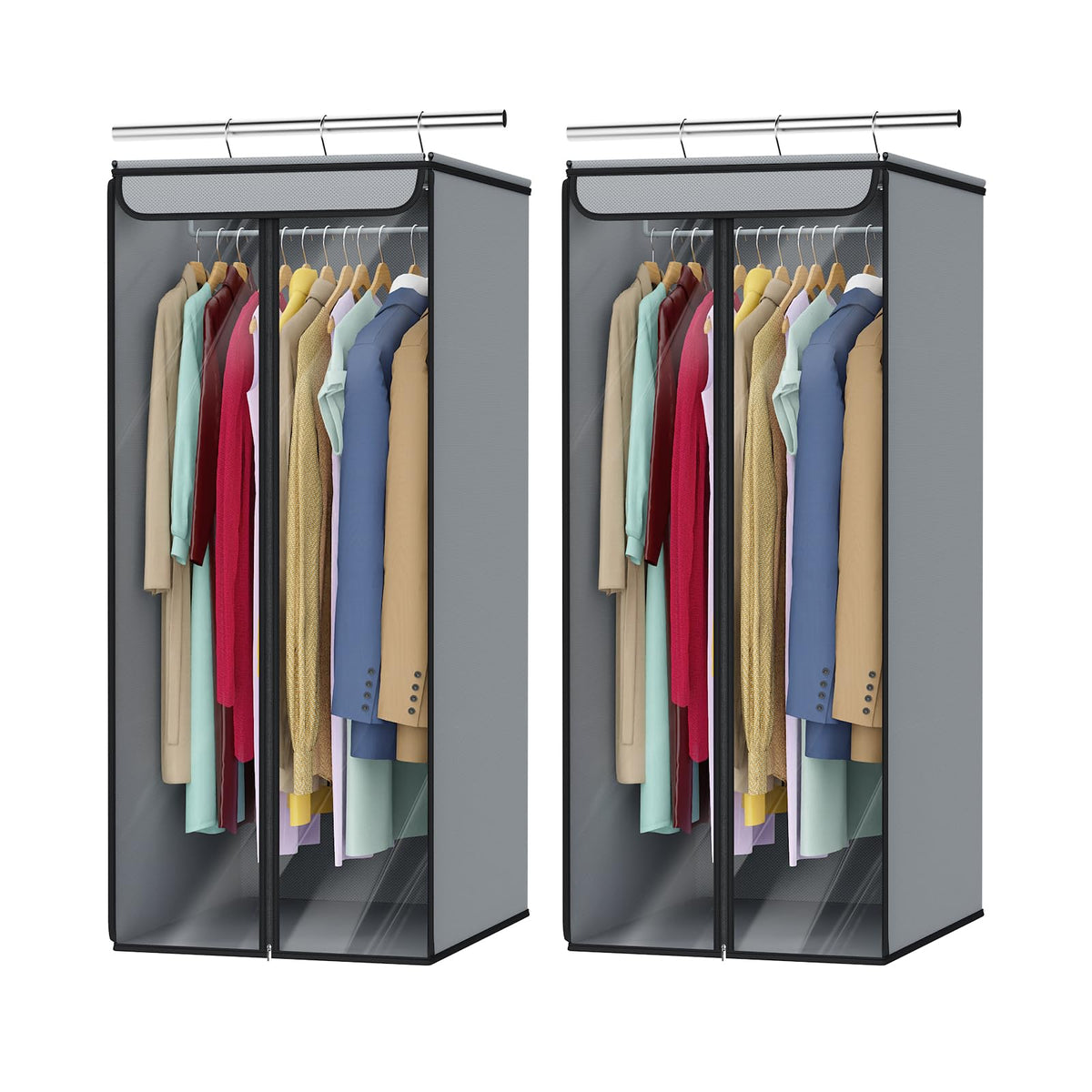 Univivi Garment Bags for Hanging Clothes, Cloth Bag 54 In, 2 PCS, Grey