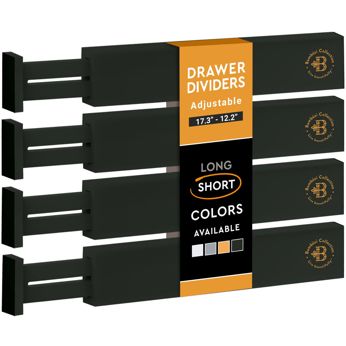 6-Pack Drawer Dividers 6-Inch High Dresser Drawer Organizer 11.5 to 17 Inch