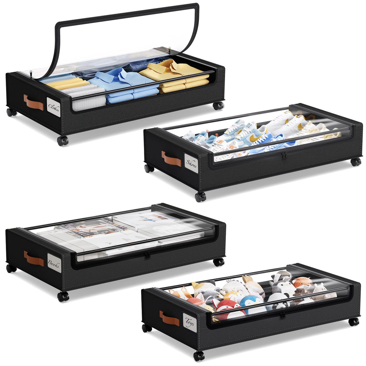 Yecaye Under Bed Storage with Wheels, 2Pack Under Bed Storage Containers, Underbed Shoe Storage Organizer, Rolling Under Bed Metal Drawers for Clothes, Blankets(30.71 x 16.93 x 6.69 in)