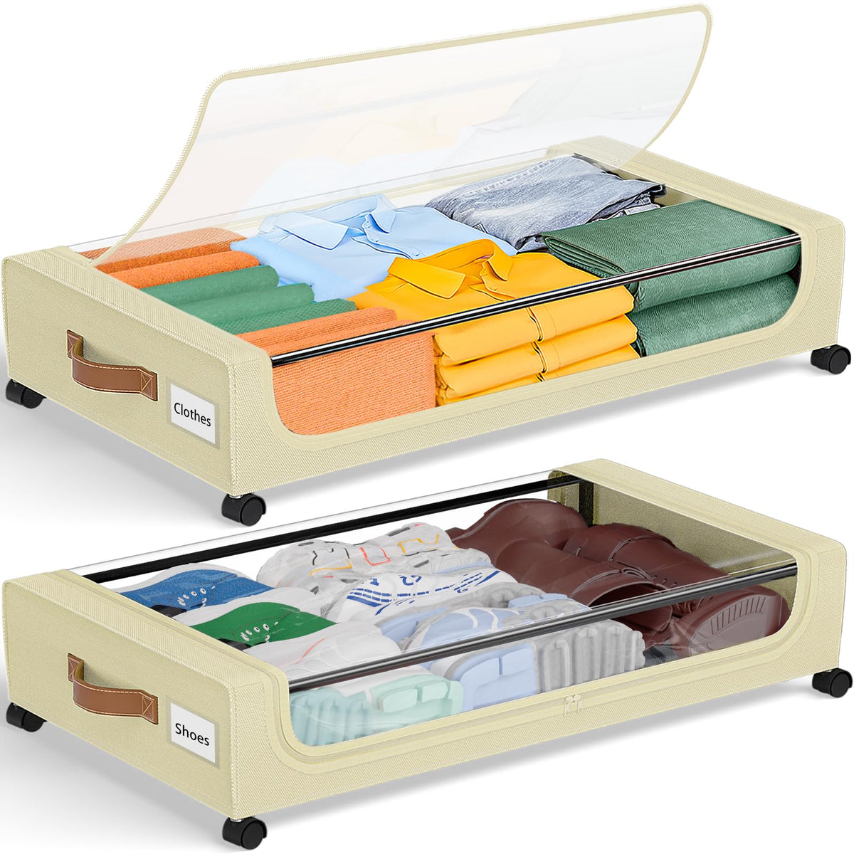 GoMaihe Under Bed Storage with Wheels 48L Grey 2-Pack