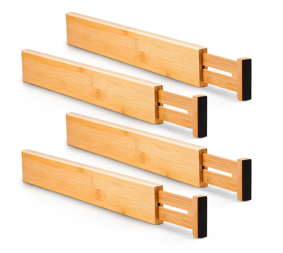 Utoplike Bamboo Kitchen Drawer Divider, Black Utensil Drawers Organizer