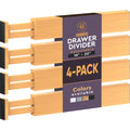 Bambüsi 4-Pack Drawer Divider - 2.6" High, 16" to 22" Adjustable Bamboo Drawer Organizers for Clothes, Expandable Dresser Separators in Bedroom/Bathroom/Kitchen/Office Organization and Storage