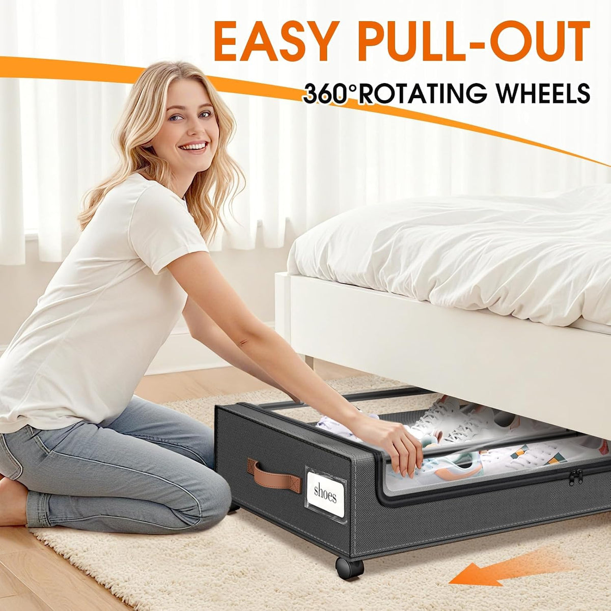 Under Bed Storage with Wheels 2Pack Storage Containers with Clear Window