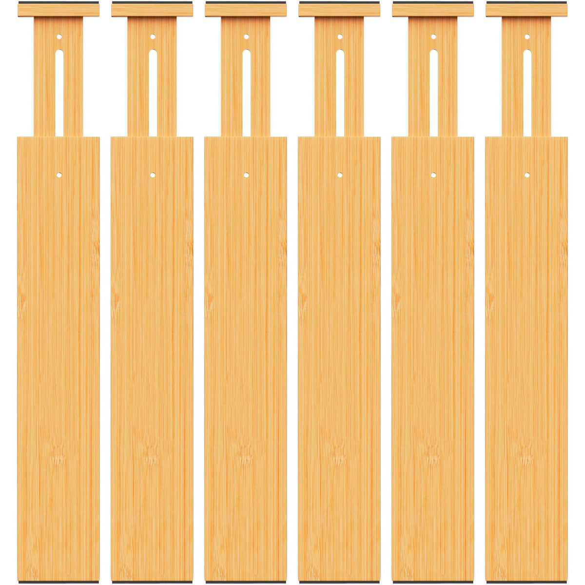 Bamboo Drawer Dividers Organizers, 2.56" High, 17"-21.8" Adjustable, 4 Pack
