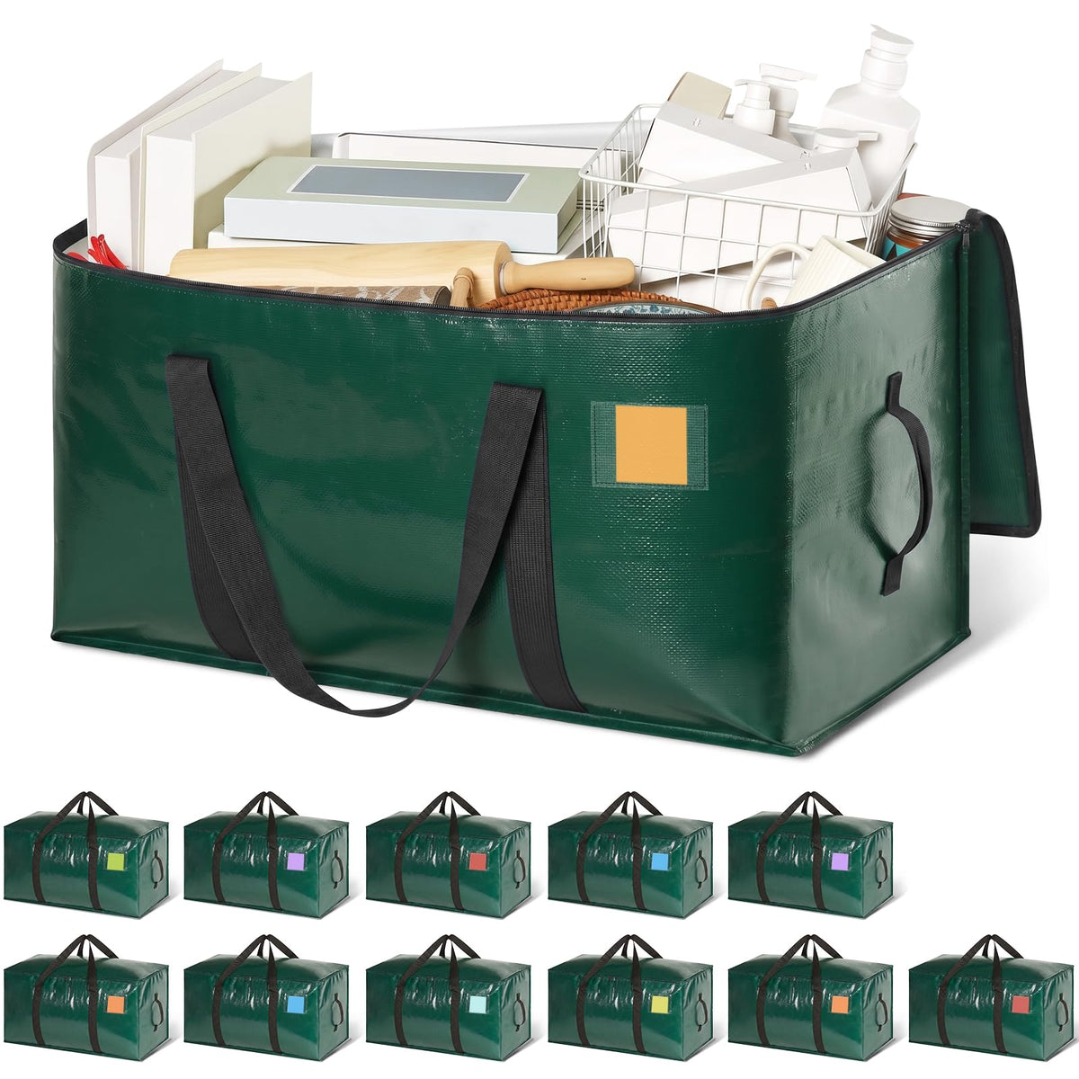 Heavy Duty Moving Bags with Wide‑opening, 8 Pack, 24 Gal, Blue