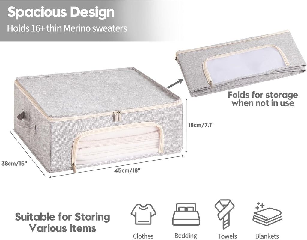 2-Pack Cashmere Sweater Storage Bags for Wool with Cedar Blocks, Grey