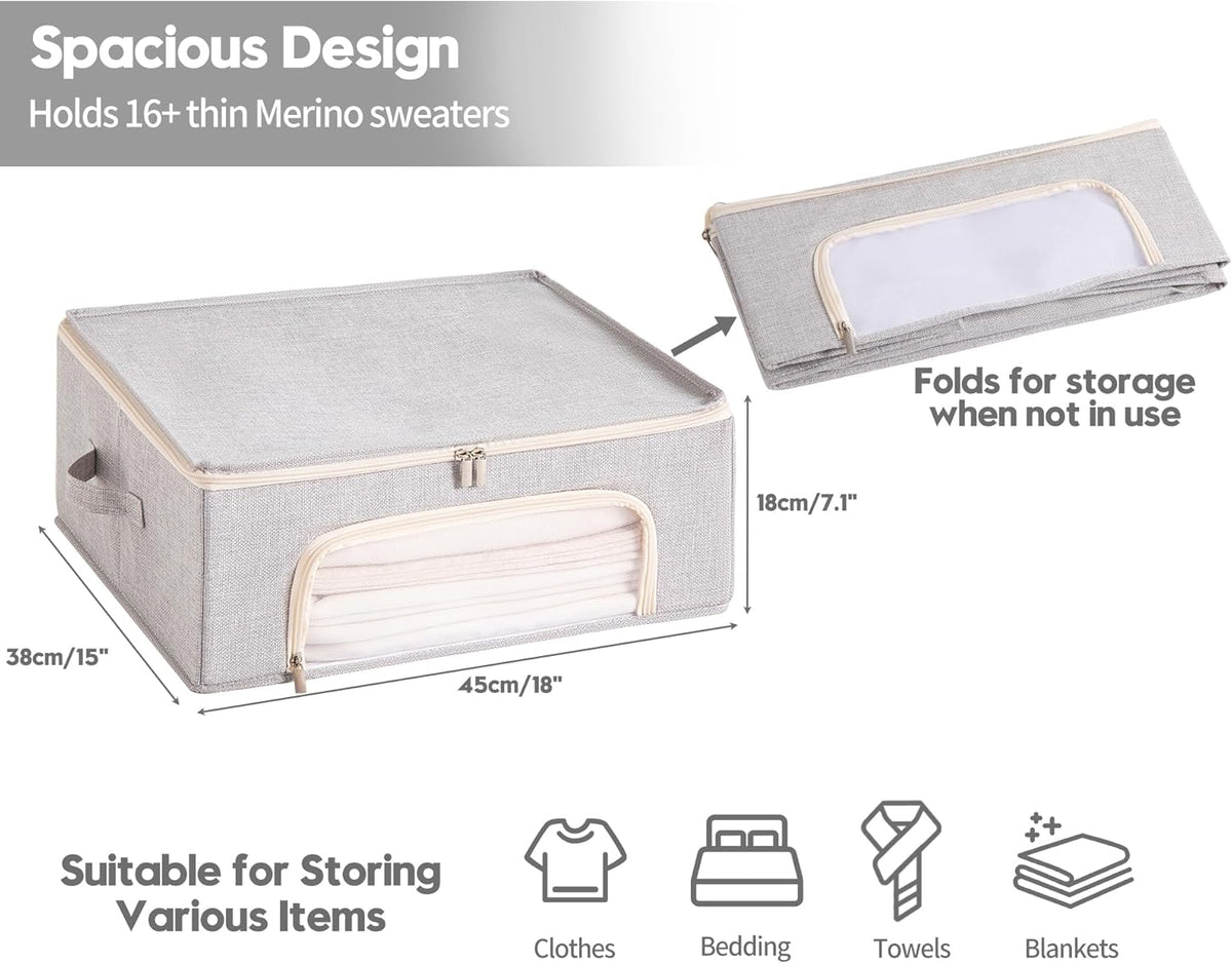 2-Pack Cashmere Sweater Storage Bags for Wool with Cedar Blocks, Grey