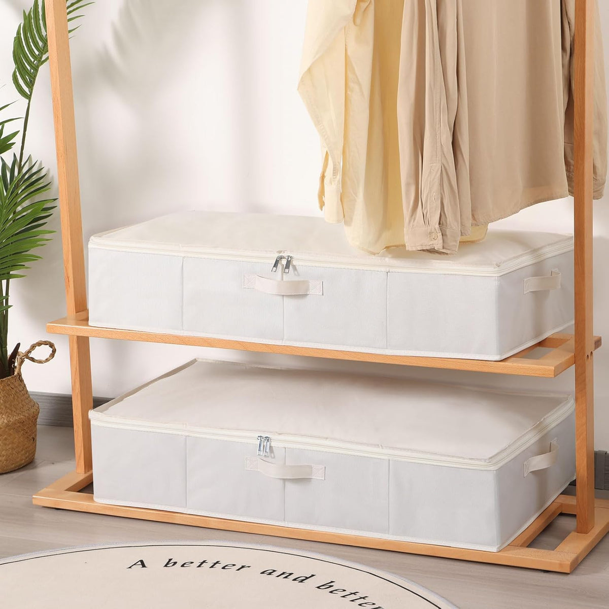 Underbed Storage Organizers,Beige,1 Pack,23.6x11.8x5.9 Inch