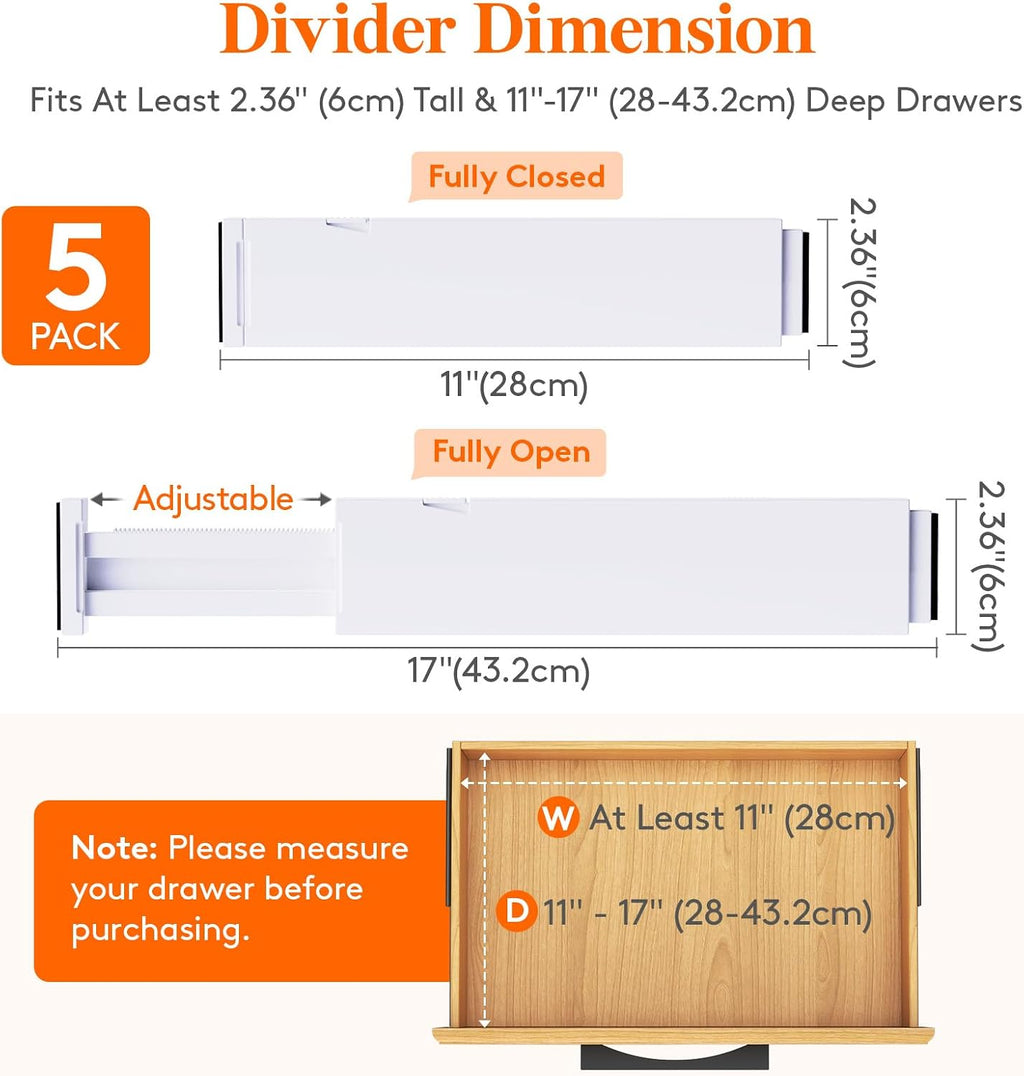 Lifewit 2.36" Upgrade Kitchen Drawer Dividers, Adjustable Drawer Organizer