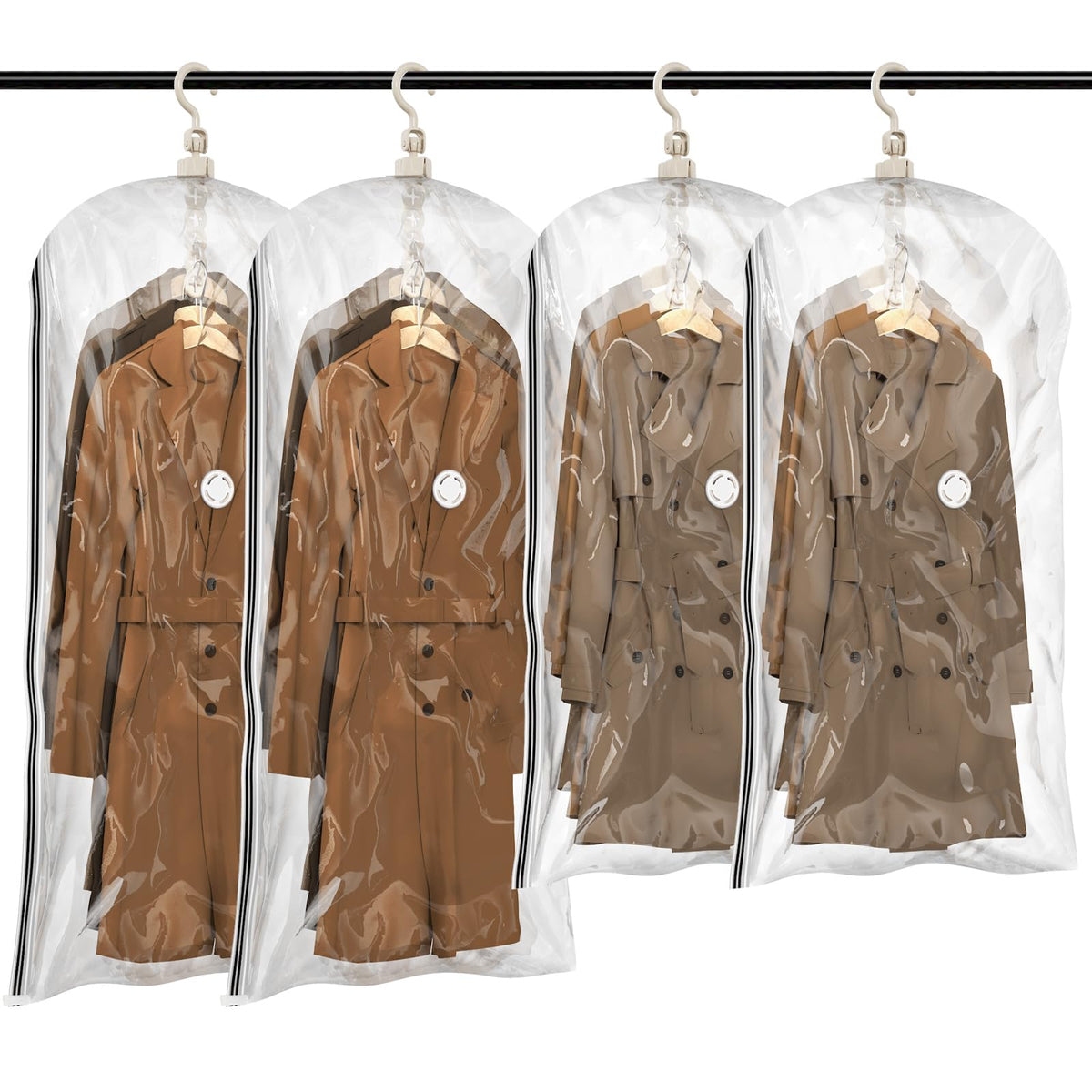 TAILI Hanging Vacuum Storage Bags for Clothes Space Saver 4 Combo Clear