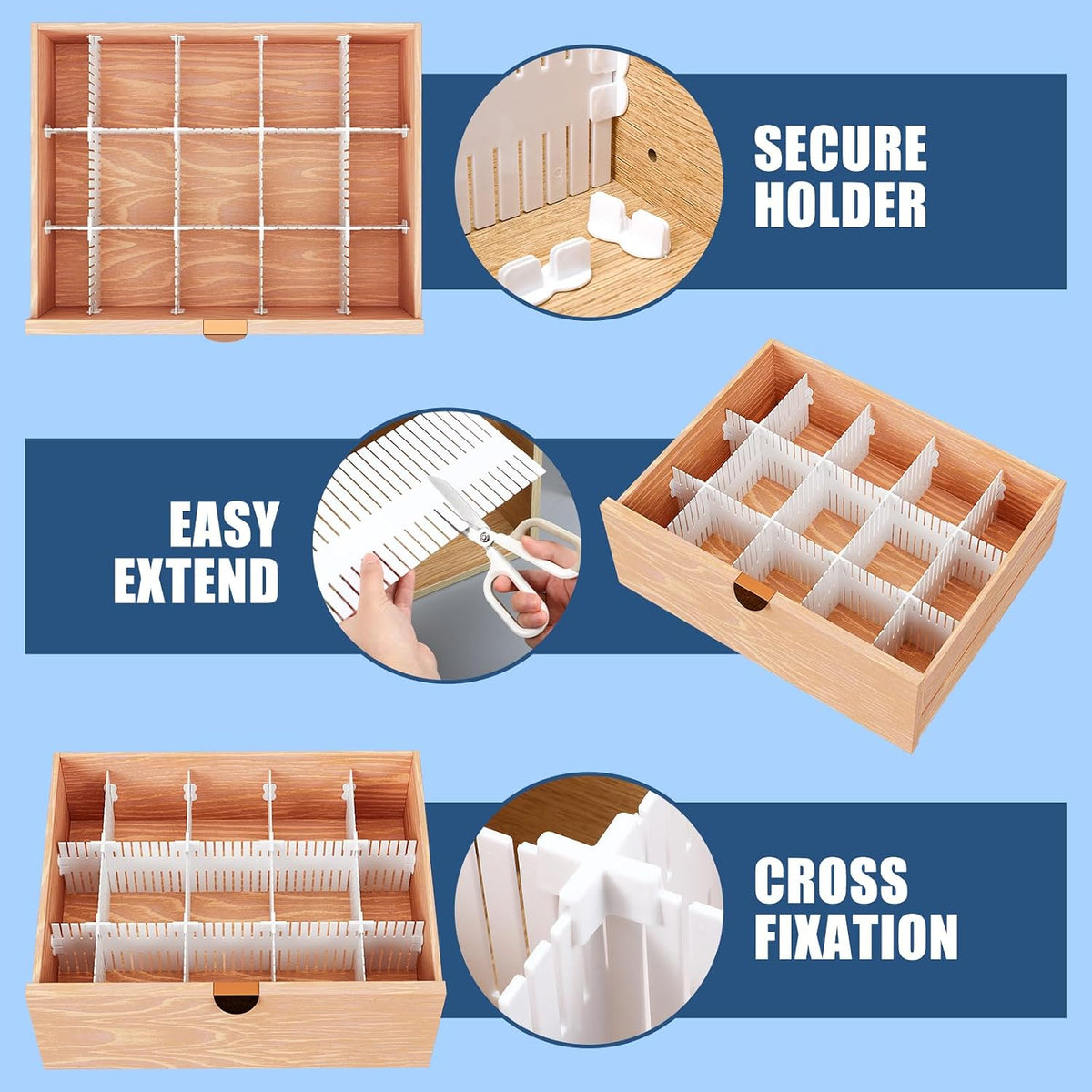 15 Pcs 5.12 Tall Drawer Divider Adjustable Drawer Organizer,White