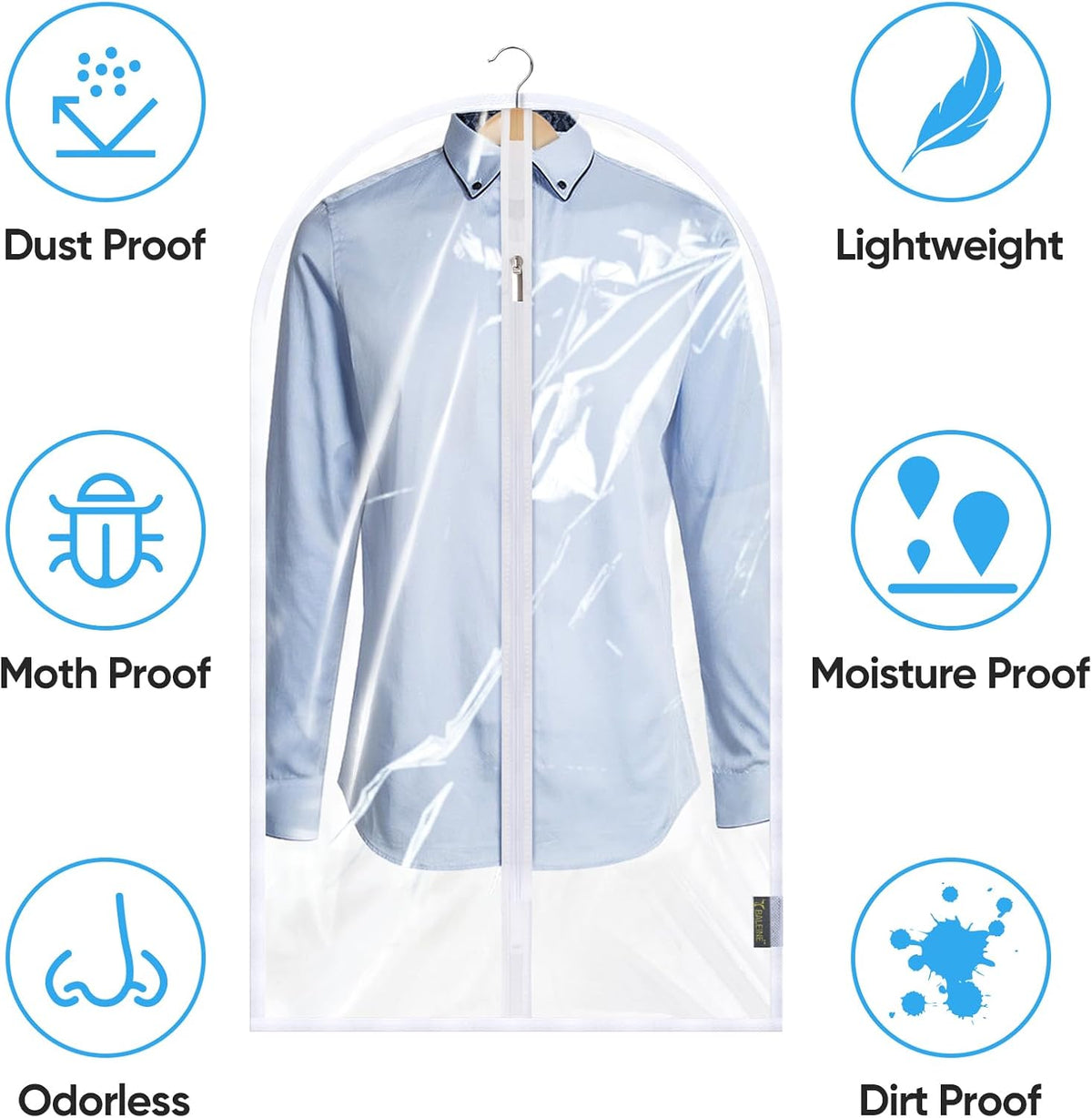 BALEINE 2PK Clear Garment Bags for Hanging Clothes, 40" Dress Suit Bag