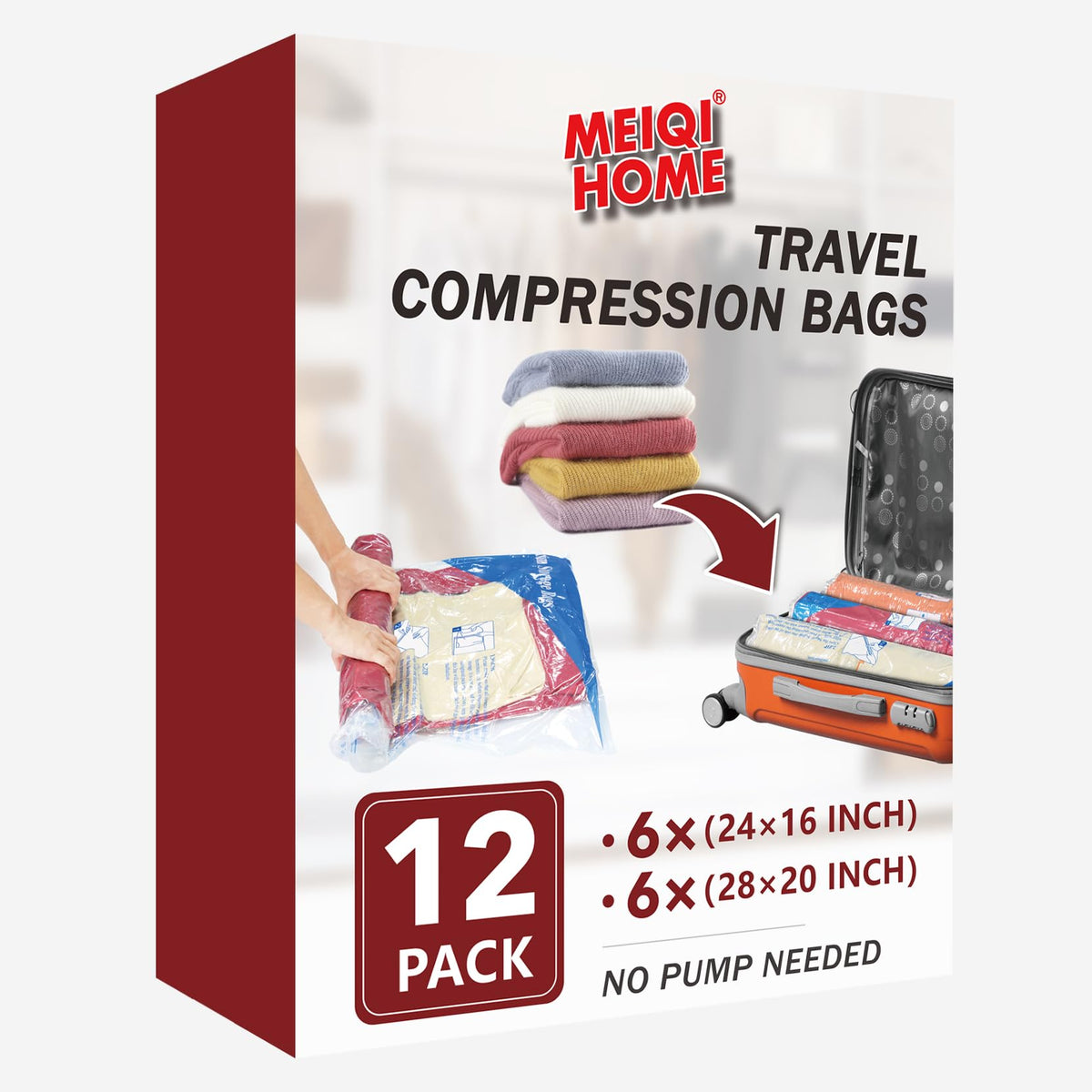 MEIQIHOME Vacuum Storage Bags, Space Saver Sealer Bags,Vacuum seal bags for clothing, Pillows, Comforters, Blankets, Bedding,Travel,7 Jumbo