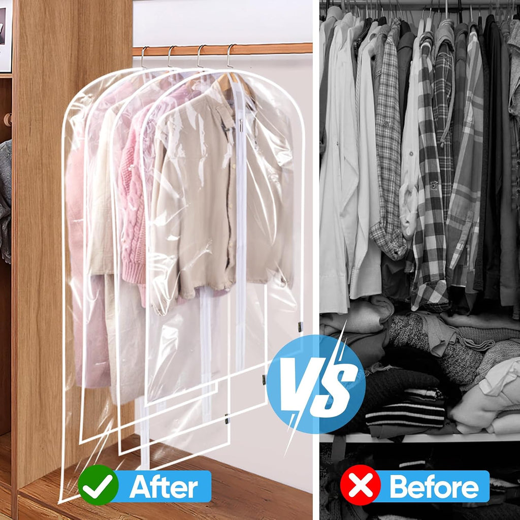 BALEINE 2PK Clear Garment Bags for Hanging Clothes, 40" Dress Suit Bag