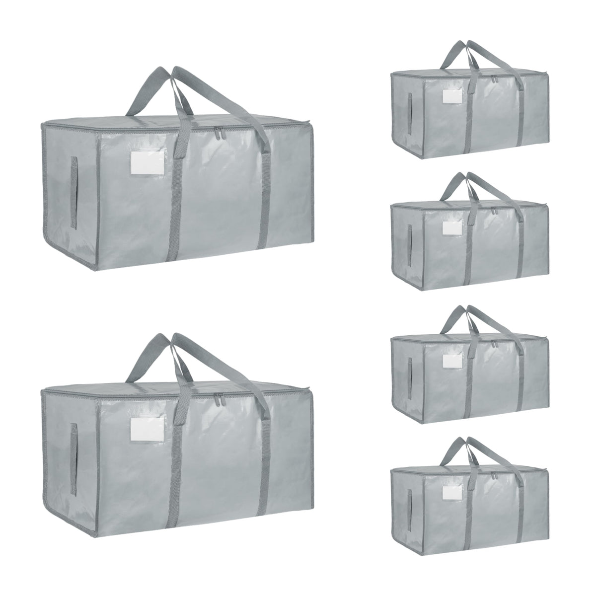 Moving Bags Extra Large 8 Pack - Heavy Duty Storage Totes with Wrap-Around Handles & Reinforced Zippers - Foldable Moving Box Alternative, Water-Resistant for Dorm, Closet & Under Bed Storage (Clear)