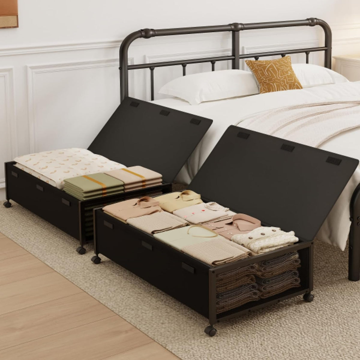 Fokyfok 2Pack Under Bed Storage Containers, 10 inch Height,31 inch Long