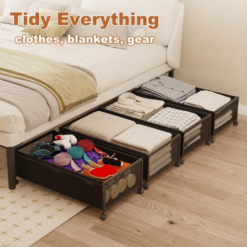 Fokyfok 2Pack Under Bed Storage Containers, 10 inch Height,31 inch Long