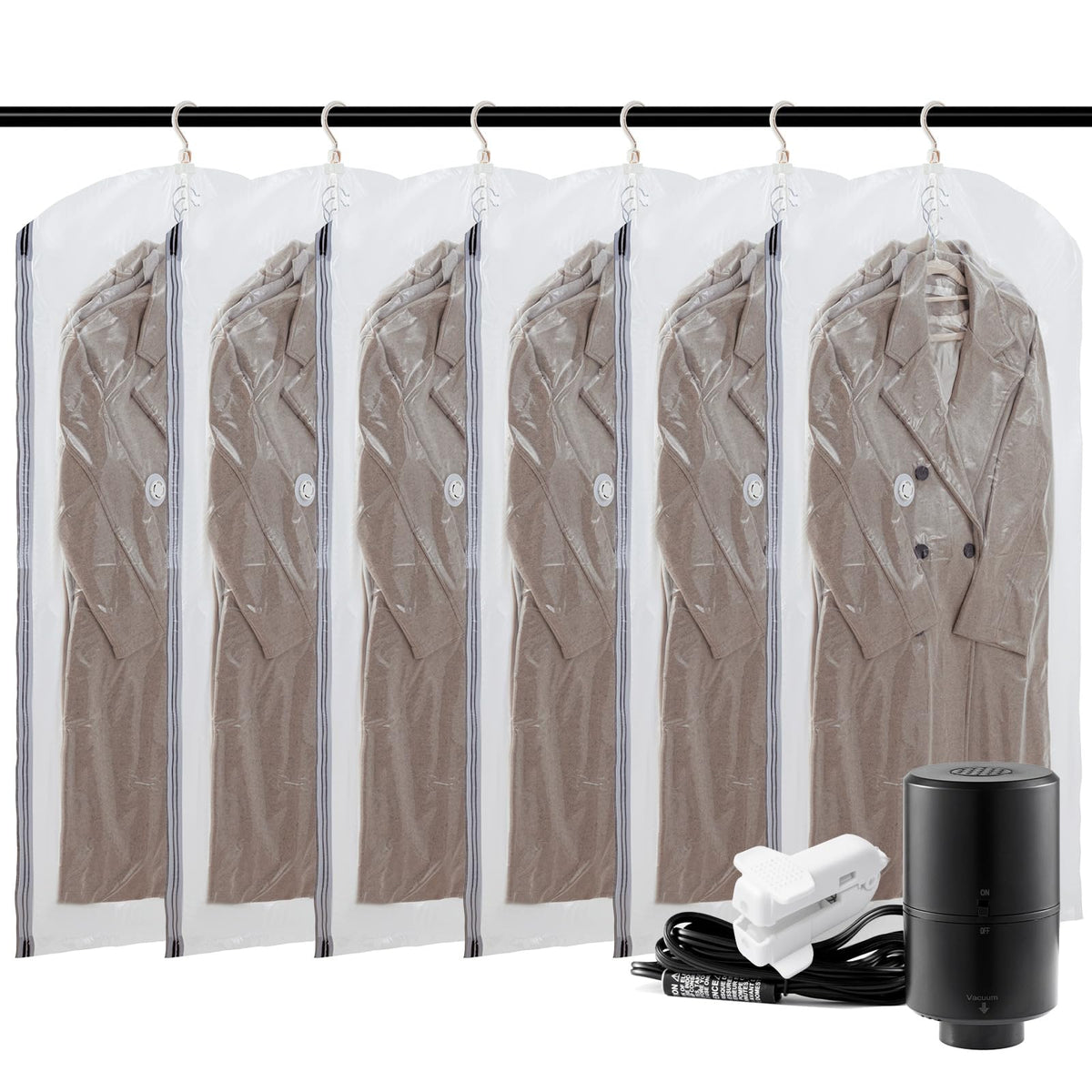 TAILI Hanging Vacuum Storage Bags for Clothes Space Saver 4 Combo Clear
