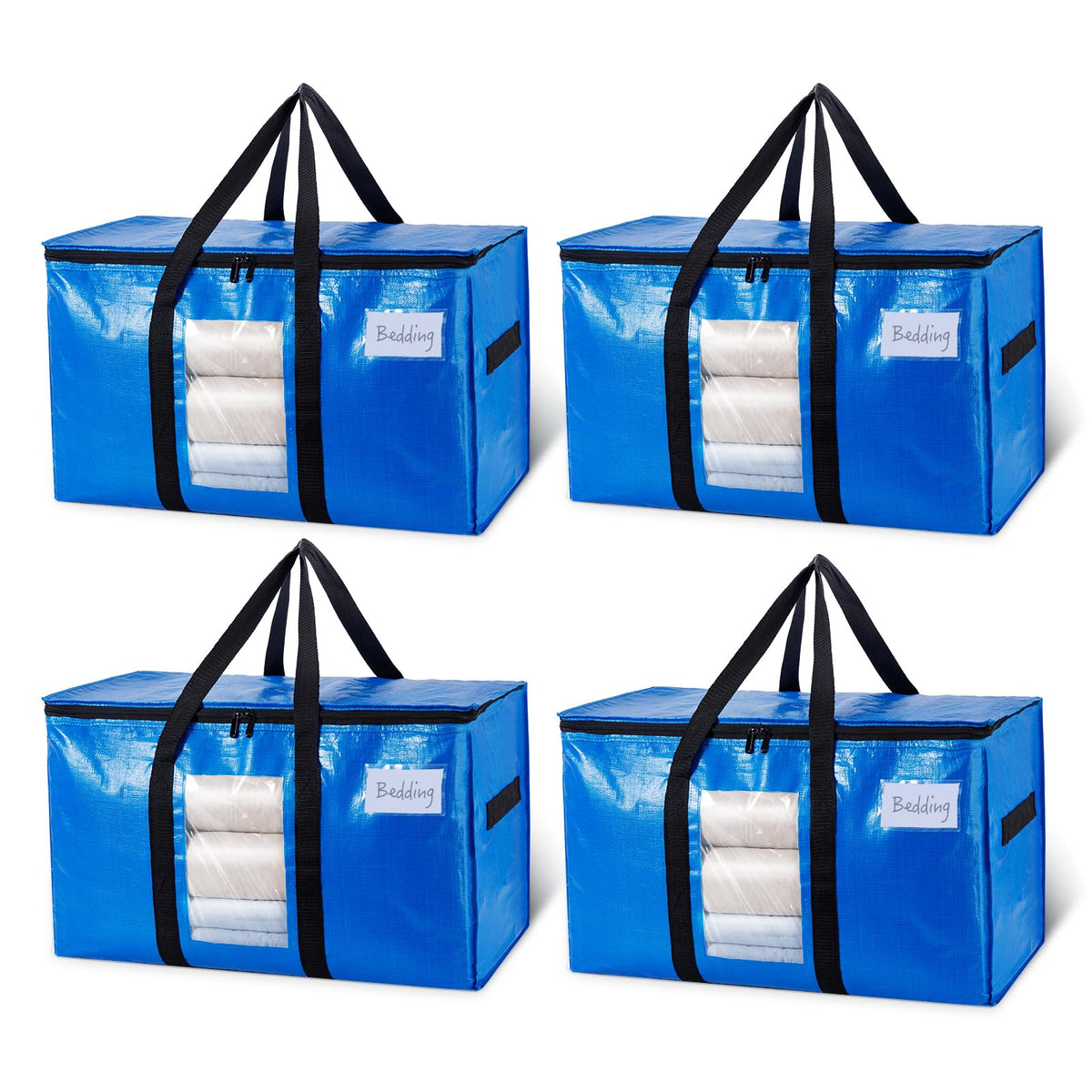 TAILI 4 Pack Blue Extra Large Moving Bags,Storage Bags with Visible Window