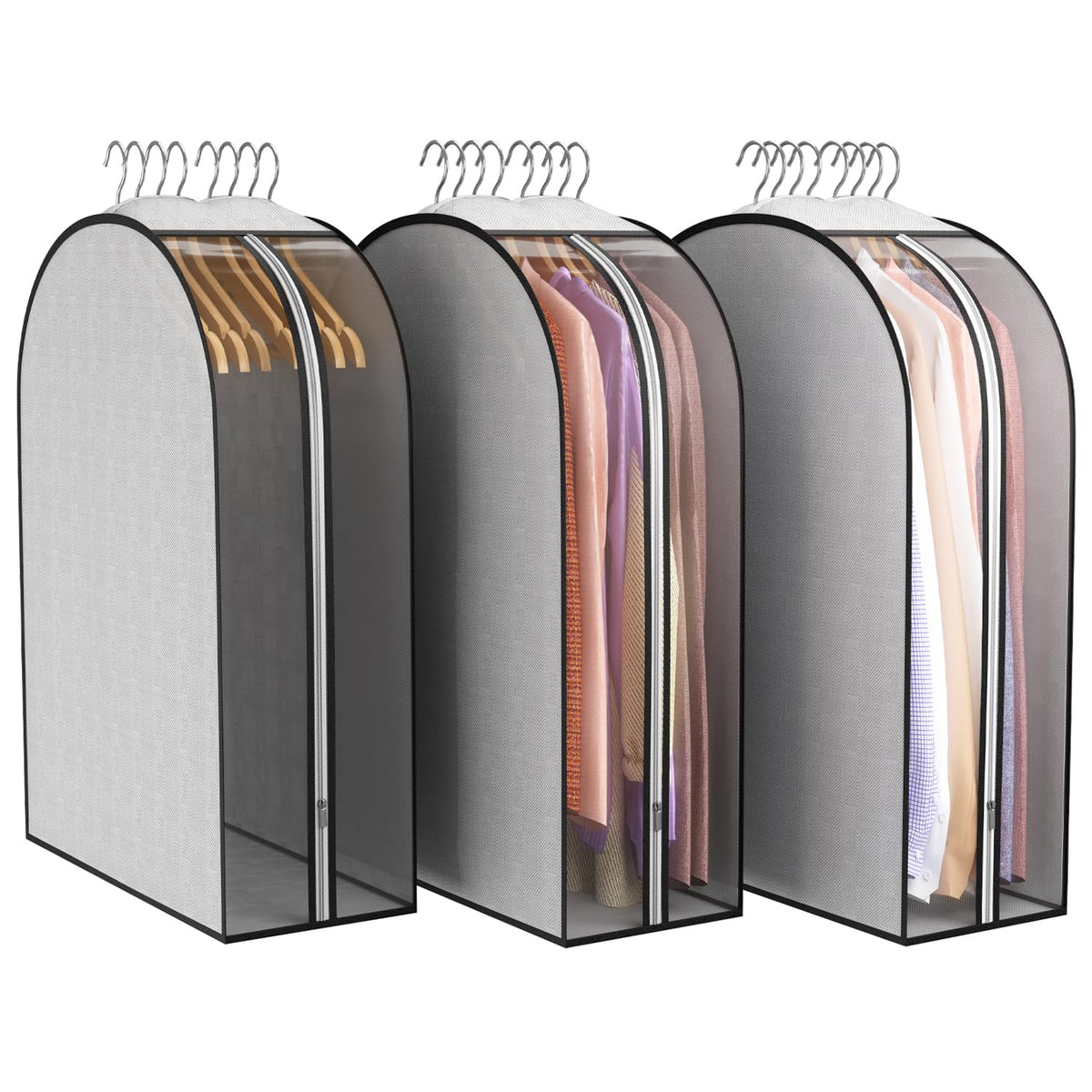 Liuoud 10" Gusseted Garment Bags for Hanging Clothes, 40", 3 Pack