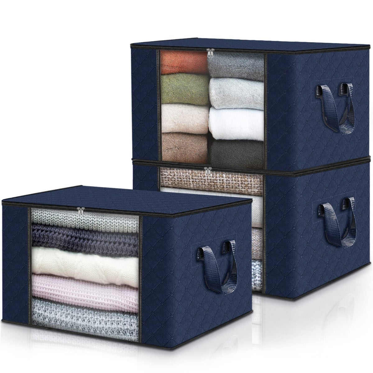Fab totes 6 Pack Storage Bags for Clothes Blanket Storage Bins with Lids