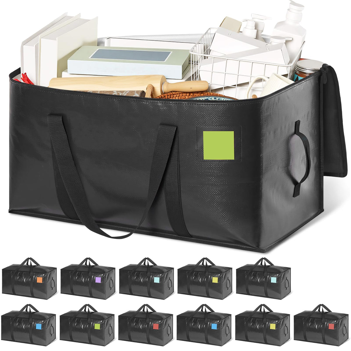 Heavy Duty Moving Bags with Wide‑opening, 8 Pack, 24 Gal, Blue