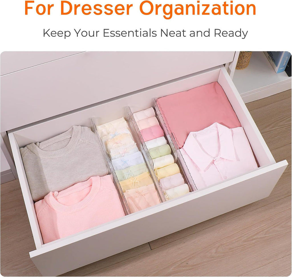 12 Pack 4" High Drawer Dividers for Clothes, 10.2"-16.5" Expandable