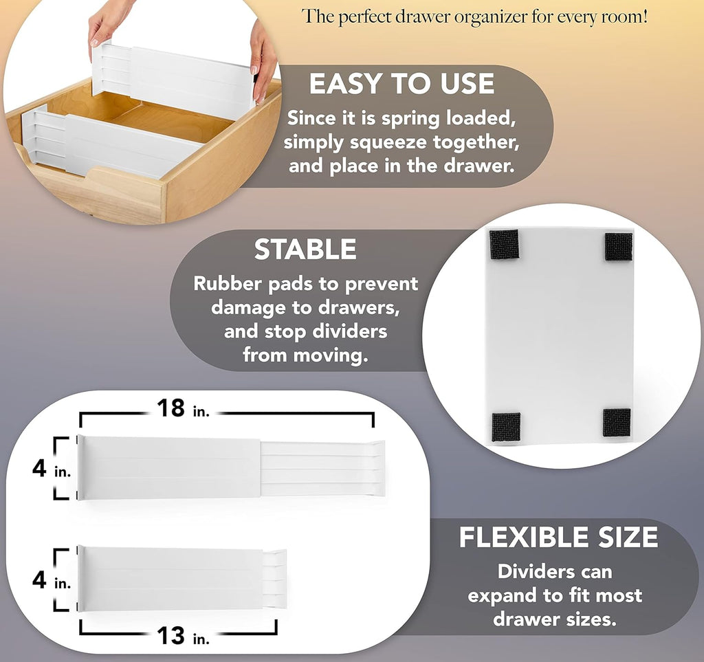 Dial Industries Dresser Drawer Organizer Dividers, Set of 4, 4.5" Deep
