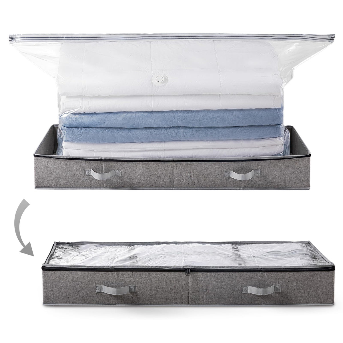 TAILI Under Bed Vacuum Storage Bags for Comforters and Blankets, Save 80% Space, Large Capacity Foldable Under Bed Storage Box for Quilts Pillow Blankets Linen, 41" x 17.7" x 6", Jumbo Vacuum Seal