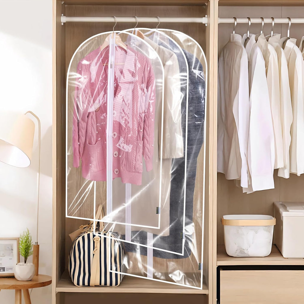 BALEINE 2PK Clear Garment Bags for Hanging Clothes, 40" Dress Suit Bag