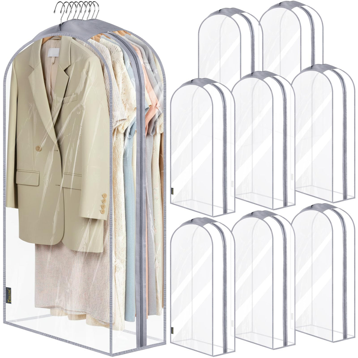 BALEINE 2PK Clear Garment Bags for Hanging Clothes, 40" Dress Suit Bag