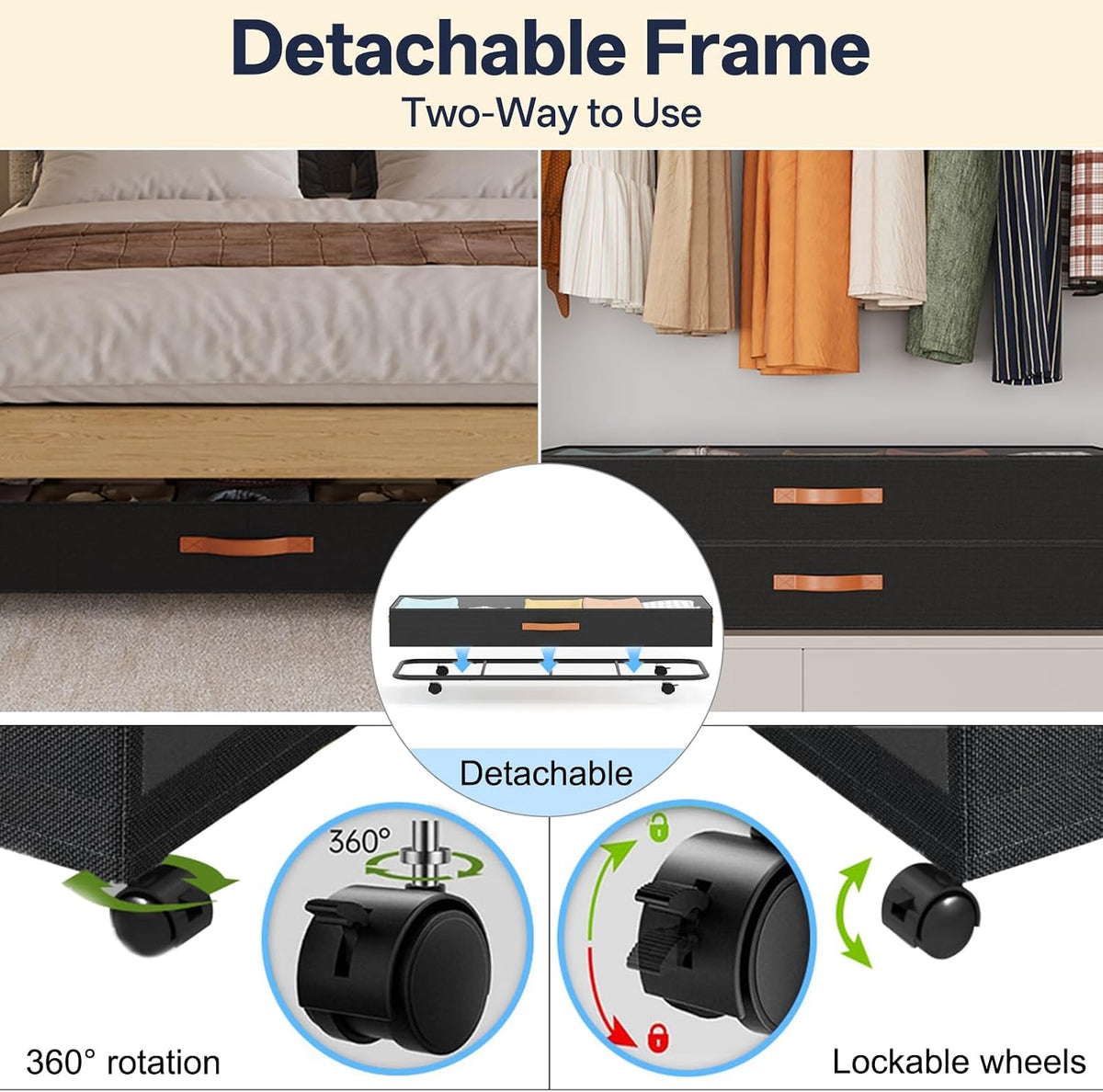 Under Bed Storage with Wheels 39inch, Extra Long Under Bed Storage Bins, Low Profile Under Bed Storage 5.5inch Height No Assemble Storage Containers, Under Bed Shoe Storage with Lids