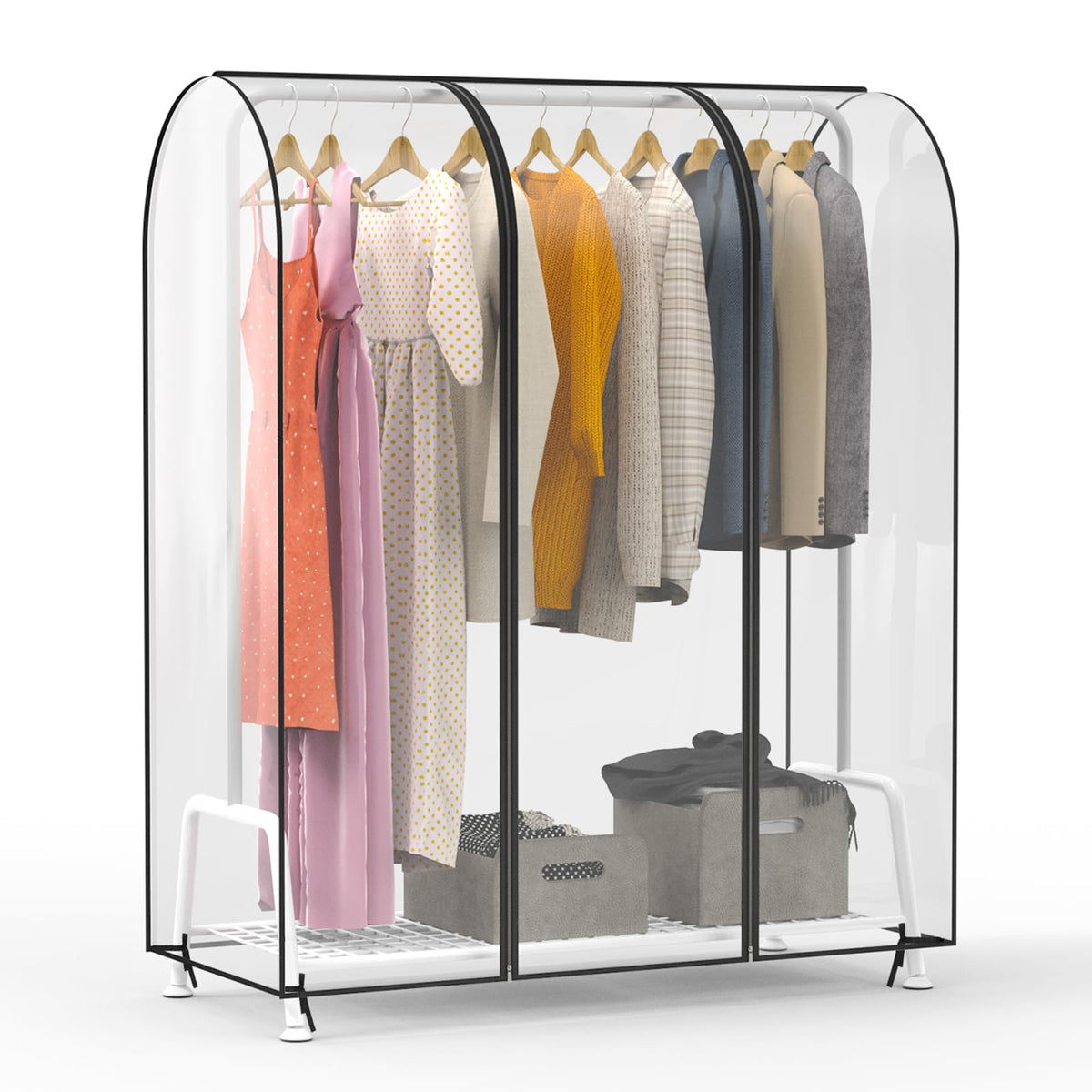 Zilink Clear Garment Rack Cover Transparent Clothes Rack Cover 50 in