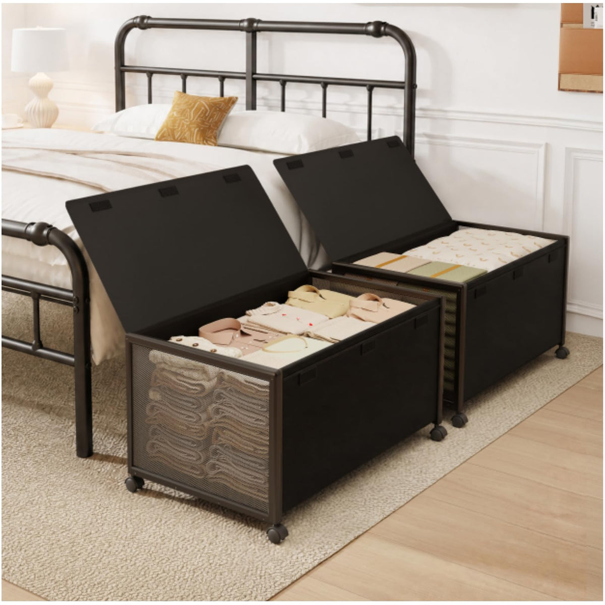 Fokyfok 2Pack Under Bed Storage Containers, 10 inch Height,31 inch Long